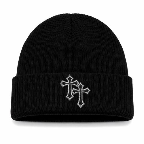 BLACK CROSS BEANIE CAP