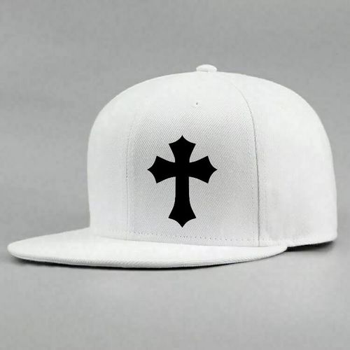 FaithMark Unisex White Cap - Structured Crown with Bold Black Cross