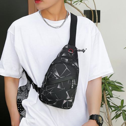 Men's Triangular Chest Bag - Black Oxford Cloth Crossbody