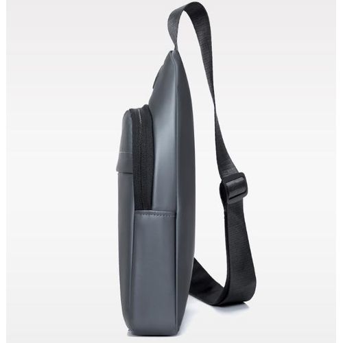 Men's Grey Crossbody Bag - Casual Business Shoulder Bag