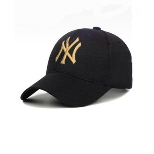 NY Black & Gold Adjustable Baseball Cap - Curved Brim, Lightweight, Stylish for Men