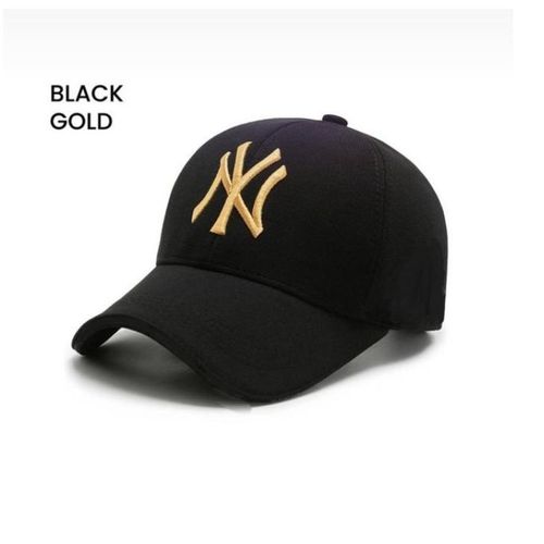 NY Black & Gold Adjustable Baseball Cap - Curved Brim, Lightweight, Stylish for Men
