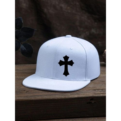 FaithMark Unisex White Cap - Structured Crown with Bold Black Cross