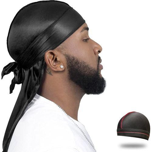 Black Silk Durag for Men - Premium Quality Wave Cap