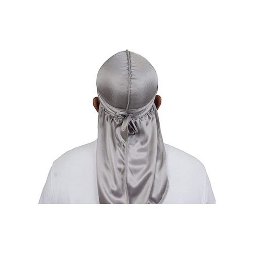 Gray Silk Durag for Men - Premium Satin Wave Cap, 43" Tails
