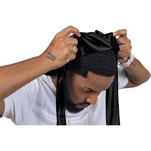 Black Silk Durag for Men - Premium Quality Wave Cap