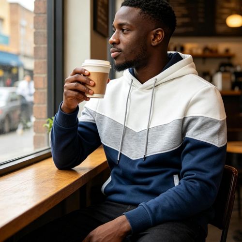 Men's Casual Sport Hoodie - Cotton, Blue, Long Sleeve, Sizes S-XXXL