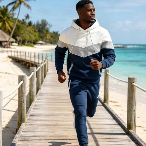 Men's Casual Sport Hoodie - Cotton, Blue, Long Sleeve, Sizes S-XXXL