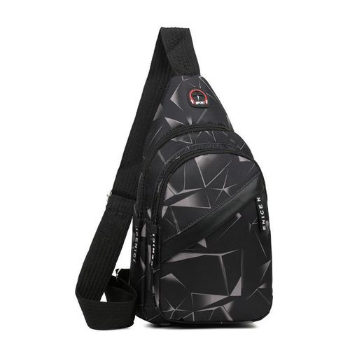 Men's Triangular Chest Bag - Black Oxford Cloth Crossbody