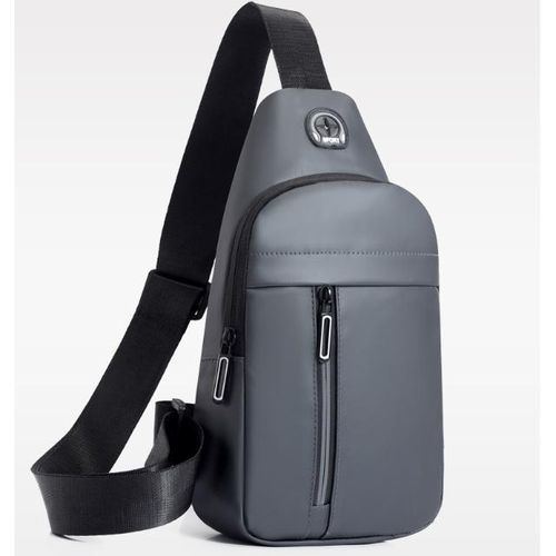 Men's Grey Crossbody Bag - Casual Business Shoulder Bag