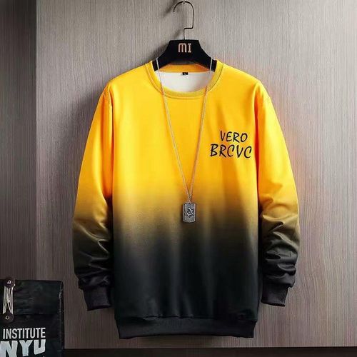 Men's Gradient Contrast Sweatshirt Set - Yellow, Sizes L-XXXL, Comfortable Fit, Casual Sportswear