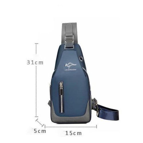 Men's Blue Crossbody Bag Set - 4 Pcs: Wallet, Card Case, Belt