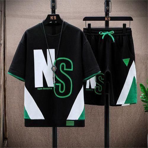 Men's Casual Black Short Sleeve T-Shirt & Shorts Set - M, L, XL, XXL