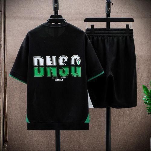 Men's Casual Black Short Sleeve T-Shirt & Shorts Set - M, L, XL, XXL