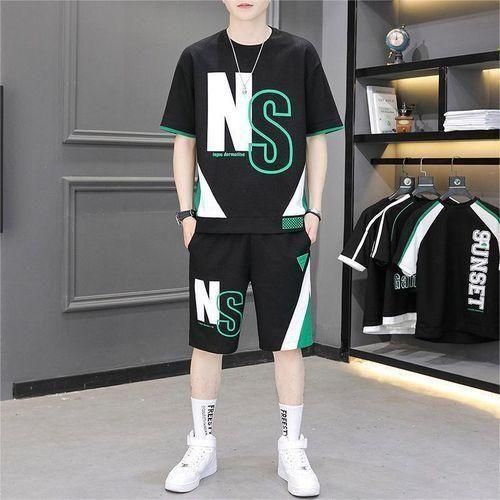 Men's Casual Black Short Sleeve T-Shirt & Shorts Set - M, L, XL, XXL