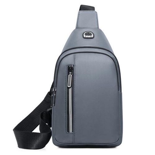 Men's Grey Crossbody Bag - Casual Business Shoulder Bag