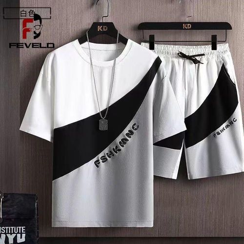 Men's Oversized Gym Set - Black Gradient T-Shirt & Shorts
