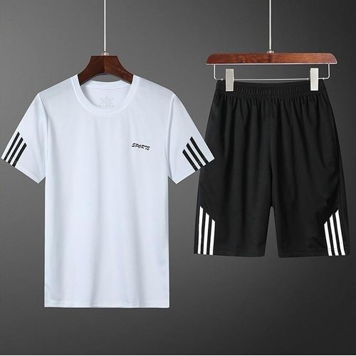 Men's Short-sleeved set, Quick-drying Short-sleeved T-shirt + Shorts-White