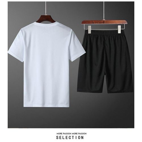 Men's Short-sleeved set, Quick-drying Short-sleeved T-shirt + Shorts-White