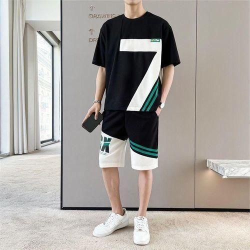 Men's Casual Black T-Shirt & Shorts Set - L, M, XL, XXL, XXXL